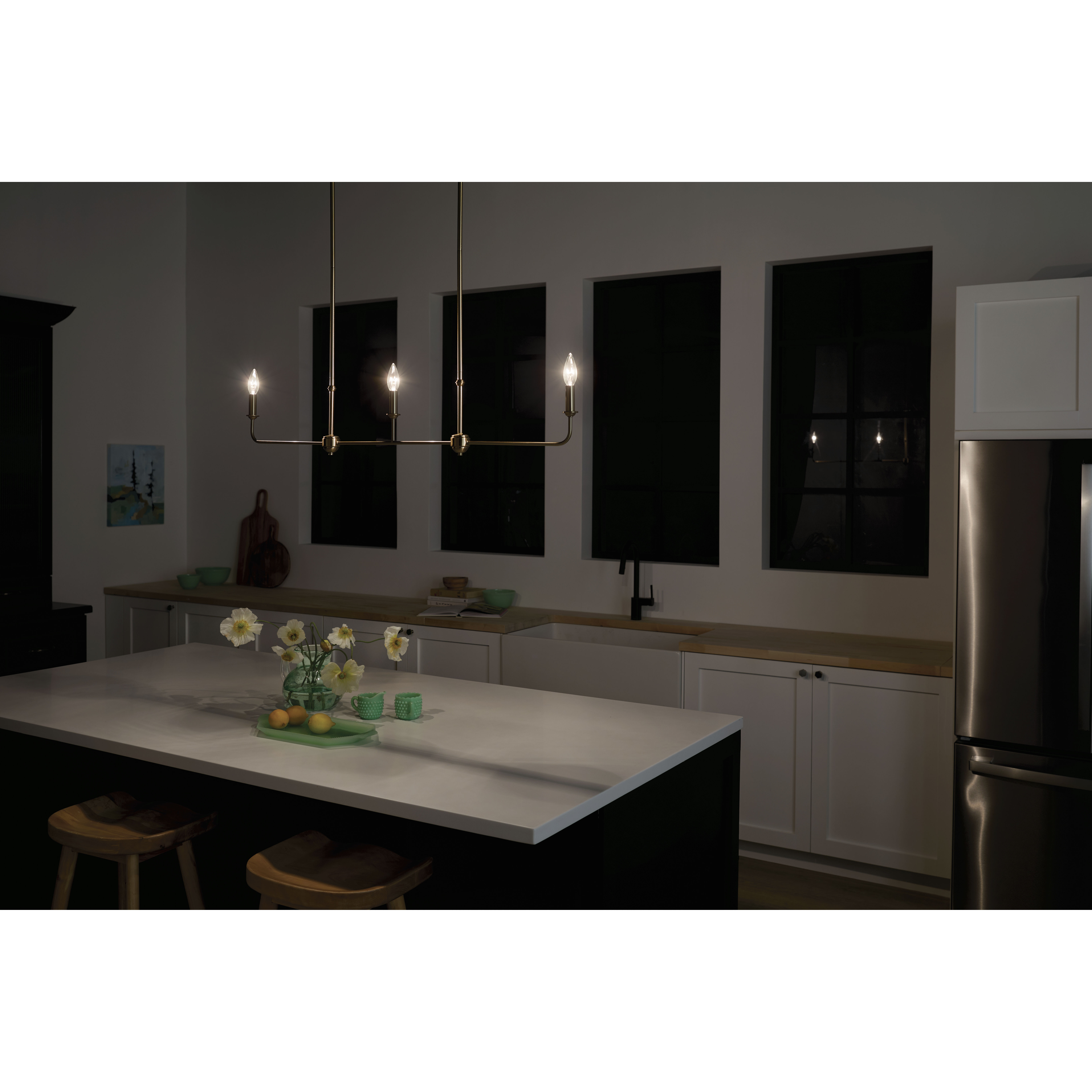 Pallas 3 Light 4.5 inch Brushed Natural Brass Chandelier Linear Ceiling Light